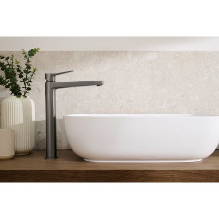 KFA Armatura 4522-712-61 - Mešalna armatura za umivalnik + odtok MALAGA 30,3 cm siv metalik