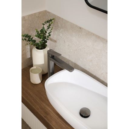 KFA Armatura 4522-712-61 - Mešalna armatura za umivalnik + odtok MALAGA 30,3 cm siv metalik
