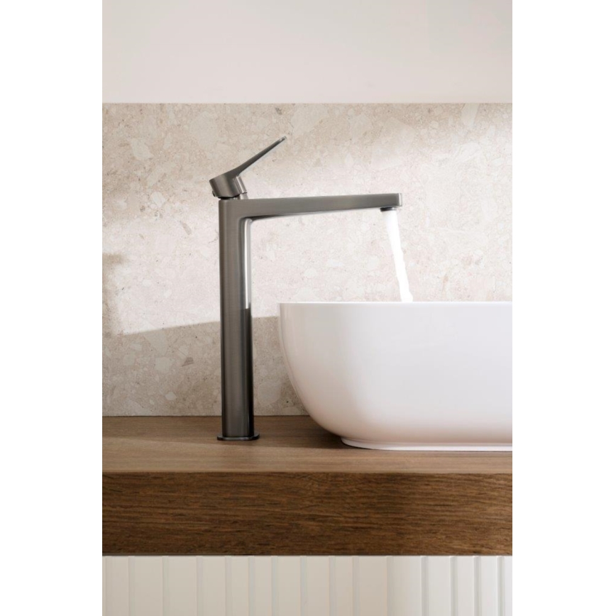 KFA Armatura 4522-712-61 - Mešalna armatura za umivalnik + odtok MALAGA 30,3 cm siv metalik
