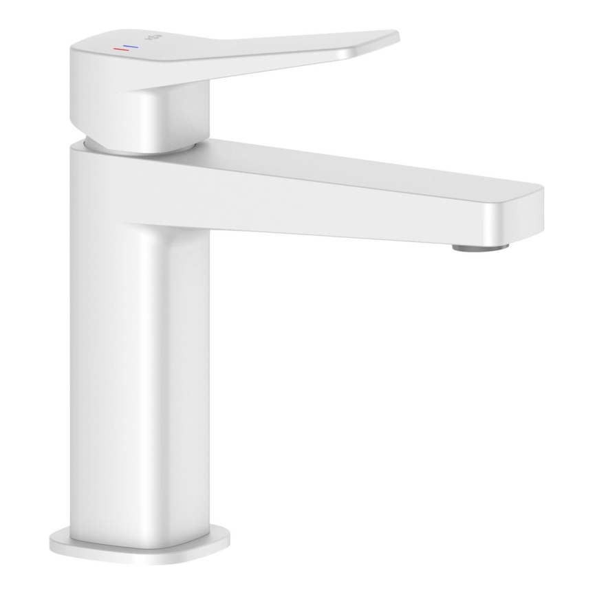 KFA Armatura 4522-815-44 - mešalna pipa za umivalnik + odtok MALAGA 15,9 cm, bela