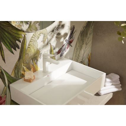 KFA Armatura 4522-815-44 - mešalna pipa za umivalnik + odtok MALAGA 15,9 cm, bela