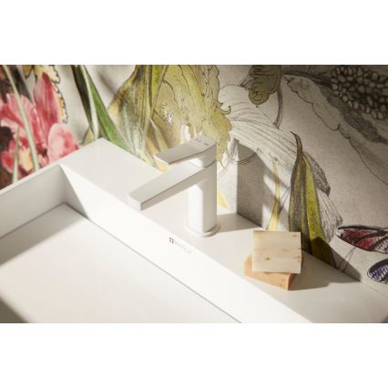 KFA Armatura 4522-815-44 - mešalna pipa za umivalnik + odtok MALAGA 15,9 cm, bela