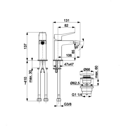 KFA Armatura 4527-015-44 - Armatura za bide + odtok MALAGA bela