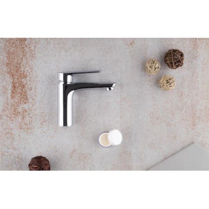 KFA Armatura 5022-815-00 - Pipa za umivalnik + odtok s prelivom TANZANIT 15,4 cm sijajni krom