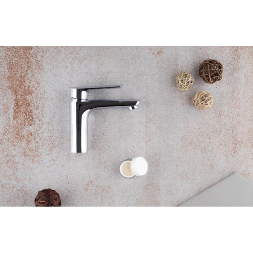 KFA Armatura 5022-815-00 - Pipa za umivalnik + odtok s prelivom TANZANIT 15,4 cm sijajni krom