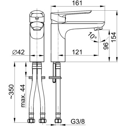 KFA Armatura 5022-815-00 - Pipa za umivalnik + odtok s prelivom TANZANIT 15,4 cm sijajni krom