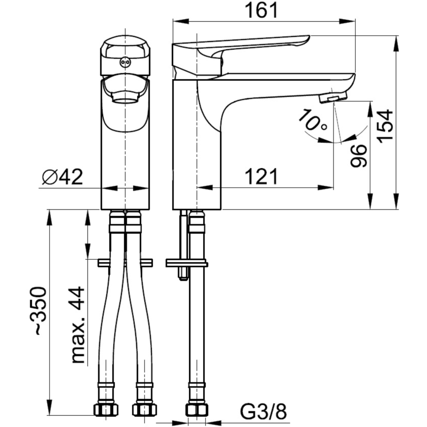 KFA Armatura 5022-815-00 - Pipa za umivalnik + odtok s prelivom TANZANIT 15,4 cm sijajni krom