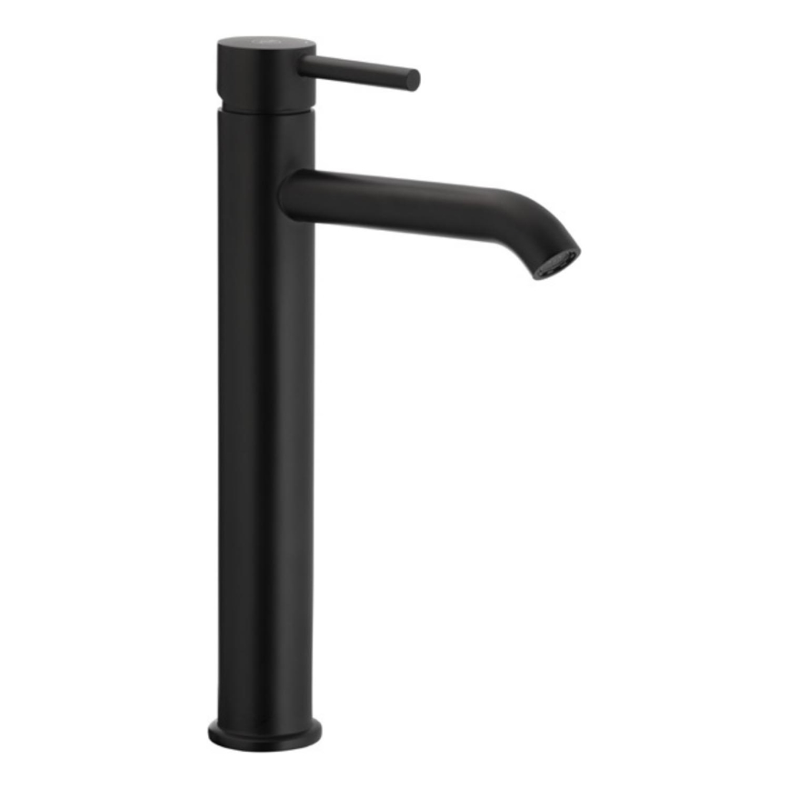 KFA Armatura 5032-612-81 - Pipa za umivalnik + odtok s prelivom MOZA 33 cm mat črna