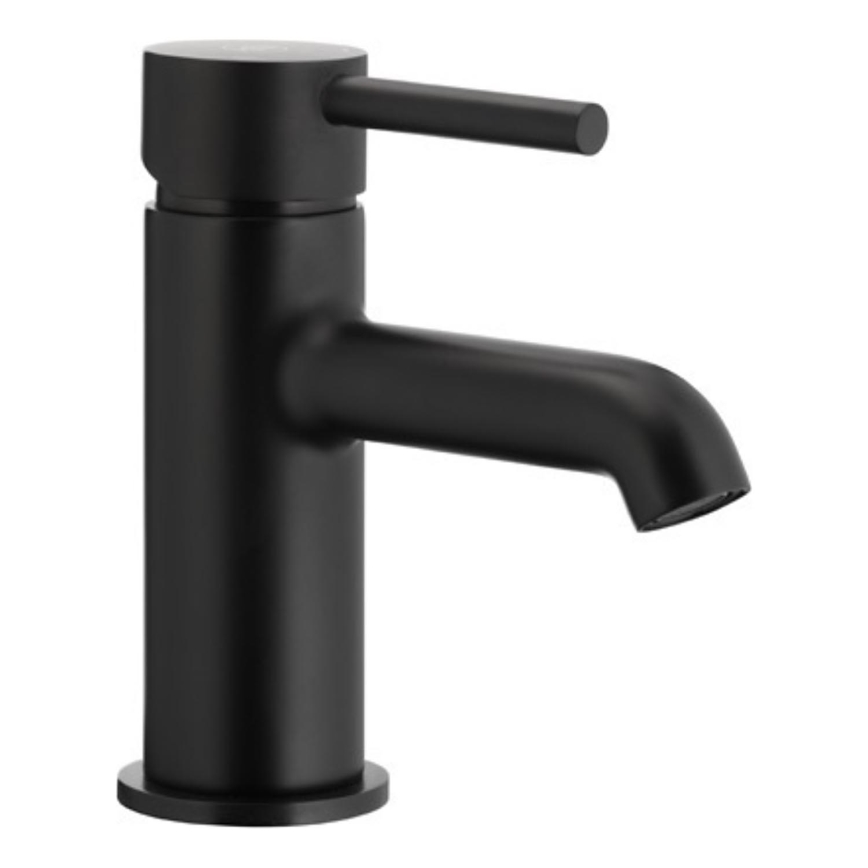 KFA Armatura 5032-815-81 - Pipa za umivalnik + odtok s prelivom MOZA 15,2 cm mat črna