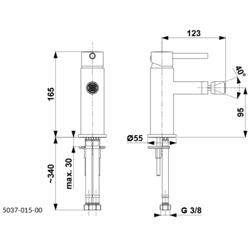 KFA Armatura 5037-015-00 - Pipa za bide + odtok s prelivom MOZA sijajni krom