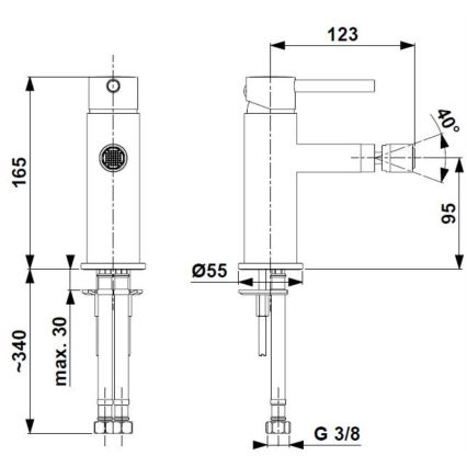 KFA Armatura 5037-015-31 - Pipa za bide + odtok s prelivom MOZA brušeno zlato