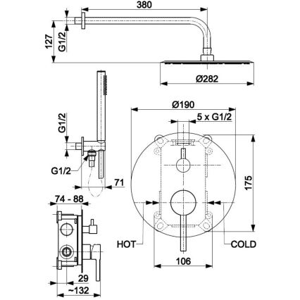KFA Armatura 5039-501-00 - Tuš set s podometno pipo MOZA sijajni krom