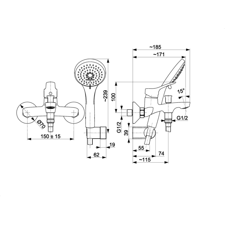 KFA Armatura 5244-510-00 - Bath set z tap MORRIS sijajni krom