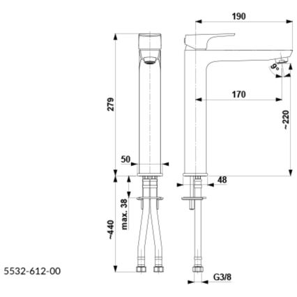 KFA Armatura 5532-612-00 - Pipa za umivalnik MOKAIT 27,9 cm sijajni krom