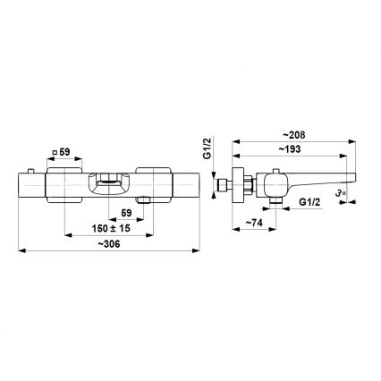 KFA Armatura 5754-010-81 - Termostatska kopalna baterija MALAGA črna