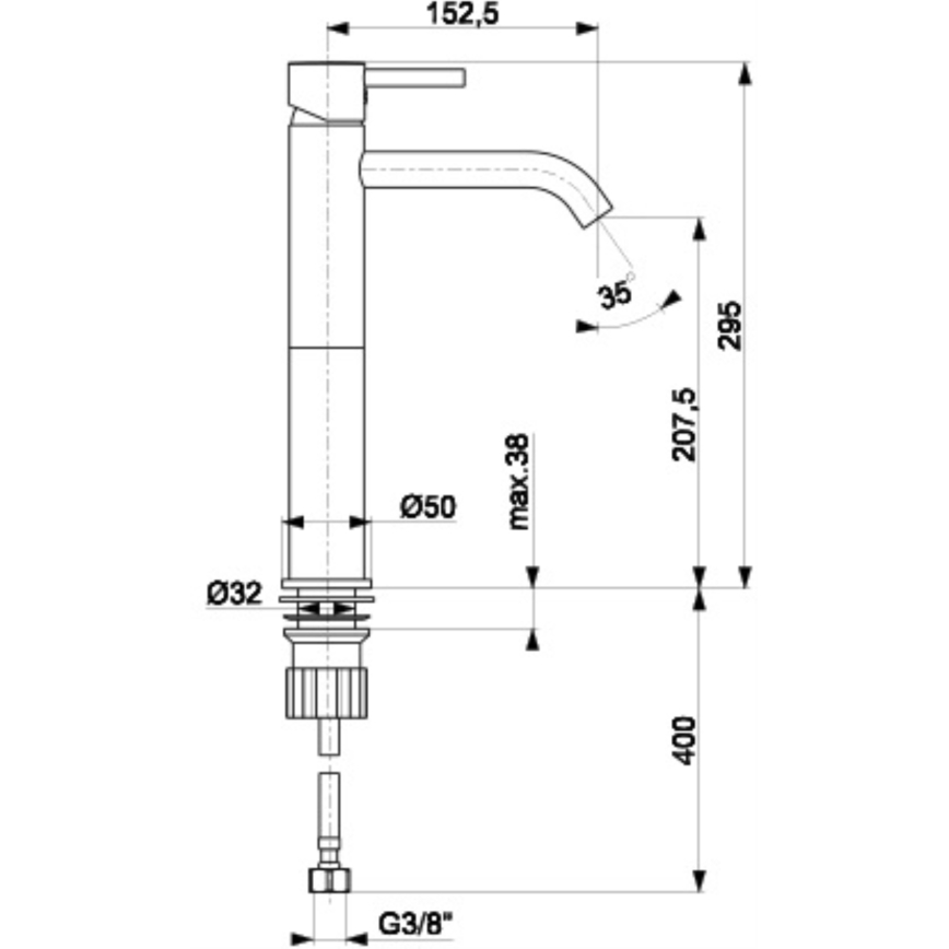 KFA Armatura 5822-612-00 - Pipa za umivalnik NEDA 29,5 cm sijajni krom