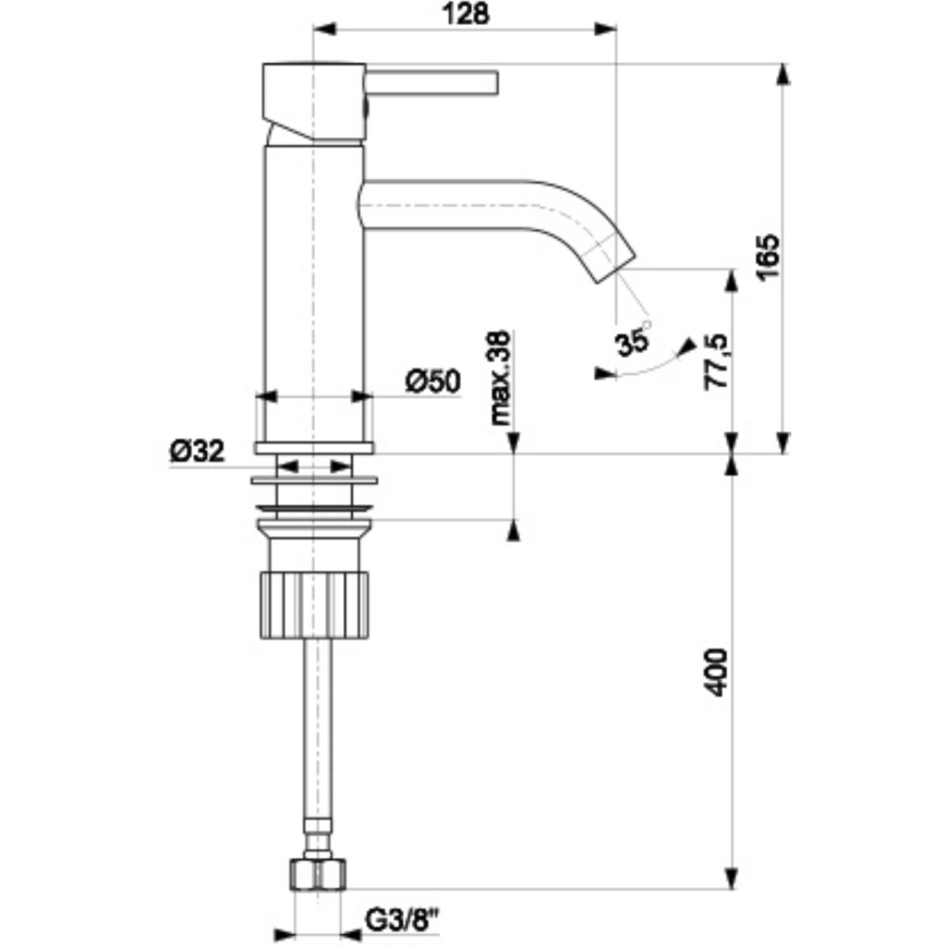 KFA Armatura 5822-815-00 - Pipa za umivalnik + odtok NEDA 16,5 cm sijajni krom