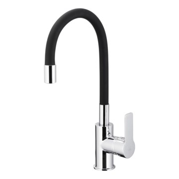 KFA Armatura 6553-915-00 - Pipa za umivalnik z gibljivo roko RUMBA 40,5 cm črna/sijajni krom