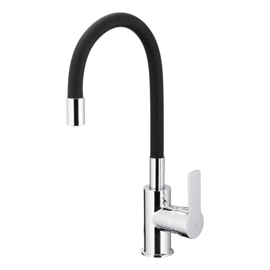 KFA Armatura 6553-915-00 - Pipa za umivalnik z gibljivo roko RUMBA 40,5 cm črna/sijajni krom