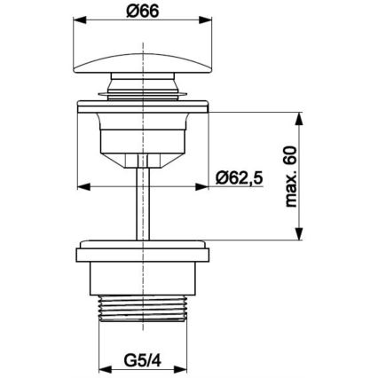 KFA Armatura 660-310-00 - Odpadni umivalnik CLICK-CLACK pr. 6,6 cm sijajni krom
