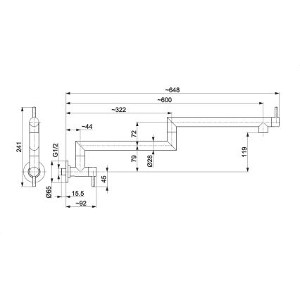 KFA Armatura 6623-030-22 - Kuhinjska pipa z zgibom DUERO POT FILLER nerjaveče jeklo