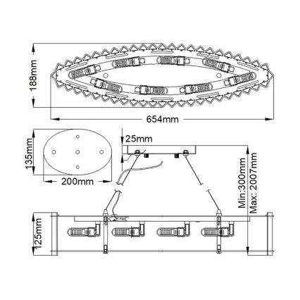 Kichler - LED Kopalniški lestenec na vrvici CRYSTAL SKYE 8xG9/3W/230V IP44