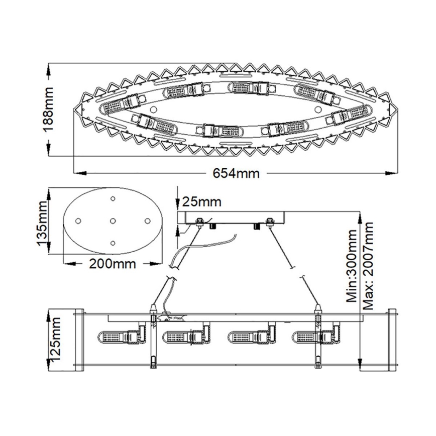 Kichler - LED Kopalniški lestenec na vrvici CRYSTAL SKYE 8xG9/3W/230V IP44