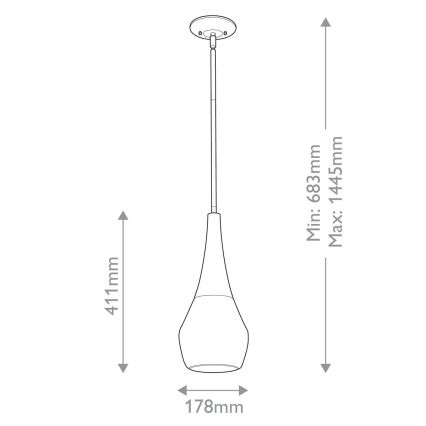 Kichler - Lestenec na drogu DEELA 1xE27/60W/230V pr. 17,8 cm medenina
