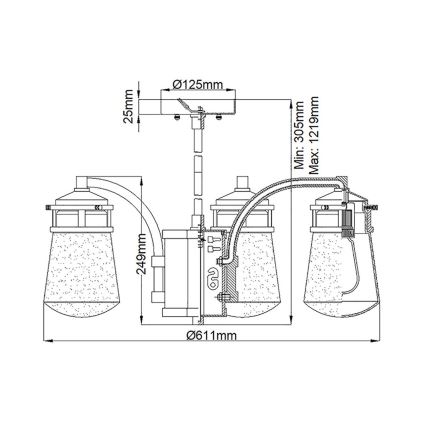 Kichler - Zunanji lestenec na drogu LYNDON 5xE27/60W/230V IP44