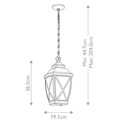 Kichler - Zunanji lestenec na verigi TANGIER 1xE27/60W/230V IP44