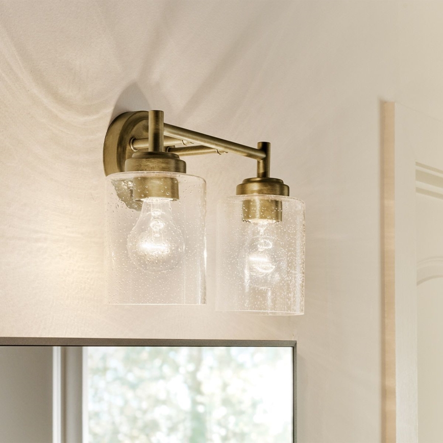 Kichler - Stenska svetilka WINSLOW 2xE27/60W/230V medenina
