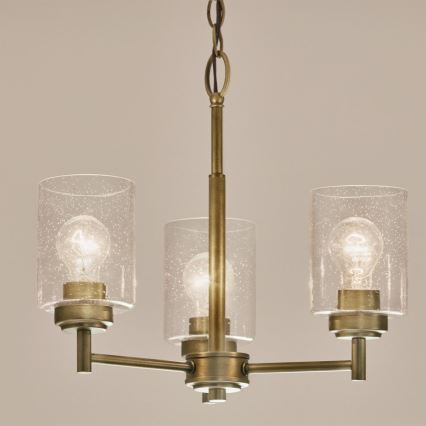 Kichler - Lestenec na verigi WINSLOW 3xE27/60W/230V pr. 45,8 cm medenina