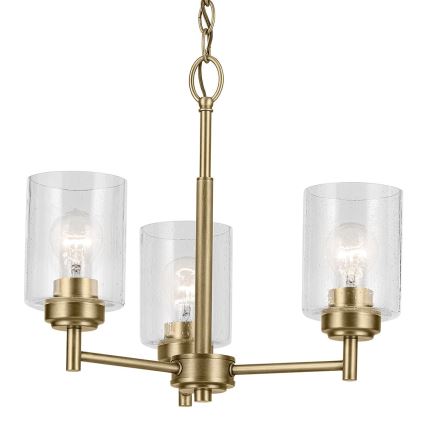 Kichler - Lestenec na verigi WINSLOW 3xE27/60W/230V pr. 45,8 cm medenina
