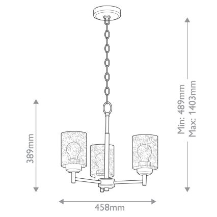 Kichler - Lestenec na verigi WINSLOW 3xE27/60W/230V pr. 45,8 cm medenina
