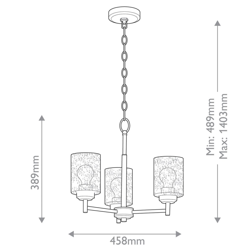 Kichler - Lestenec na verigi WINSLOW 3xE27/60W/230V pr. 45,8 cm medenina