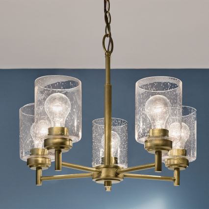 Kichler - Lestenec na verigi WINSLOW 5xE27/60W/230V pr. 50,2 cm medenina