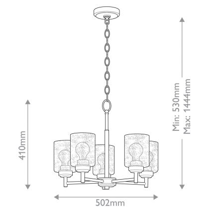 Kichler - Lestenec na verigi WINSLOW 5xE27/60W/230V pr. 50,2 cm medenina