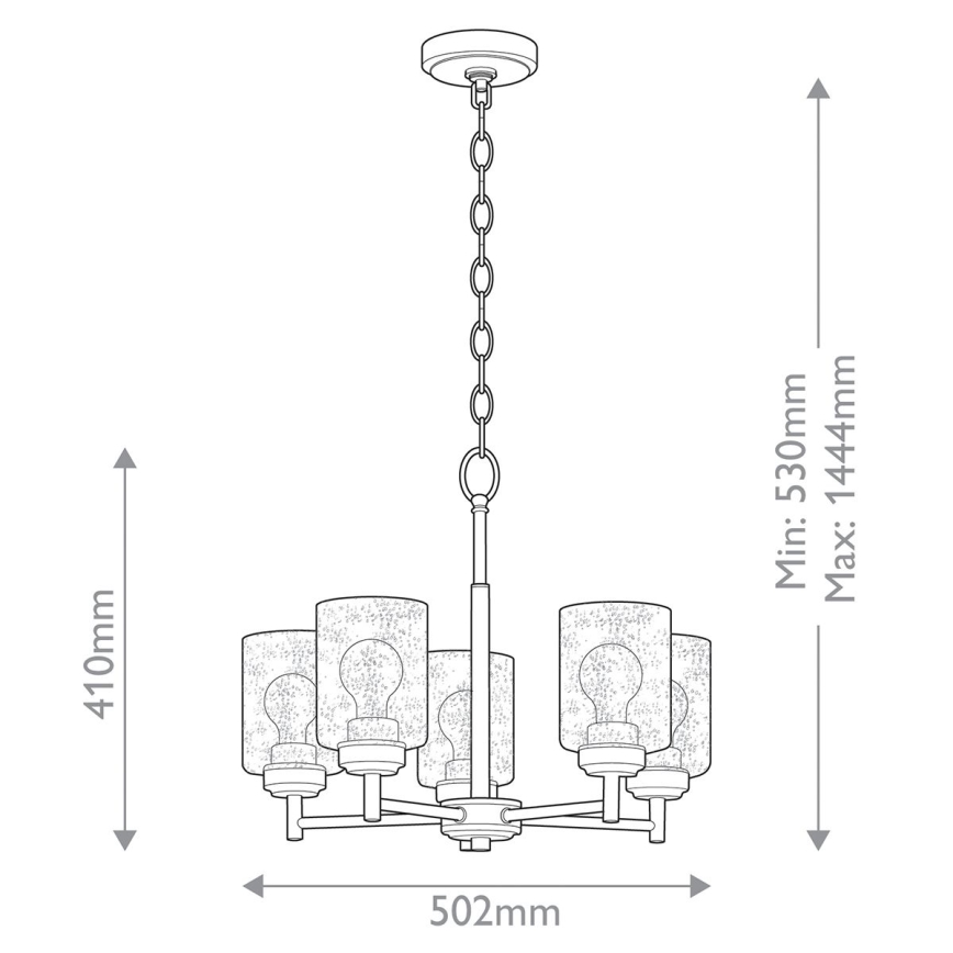 Kichler - Lestenec na verigi WINSLOW 5xE27/60W/230V pr. 50,2 cm medenina
