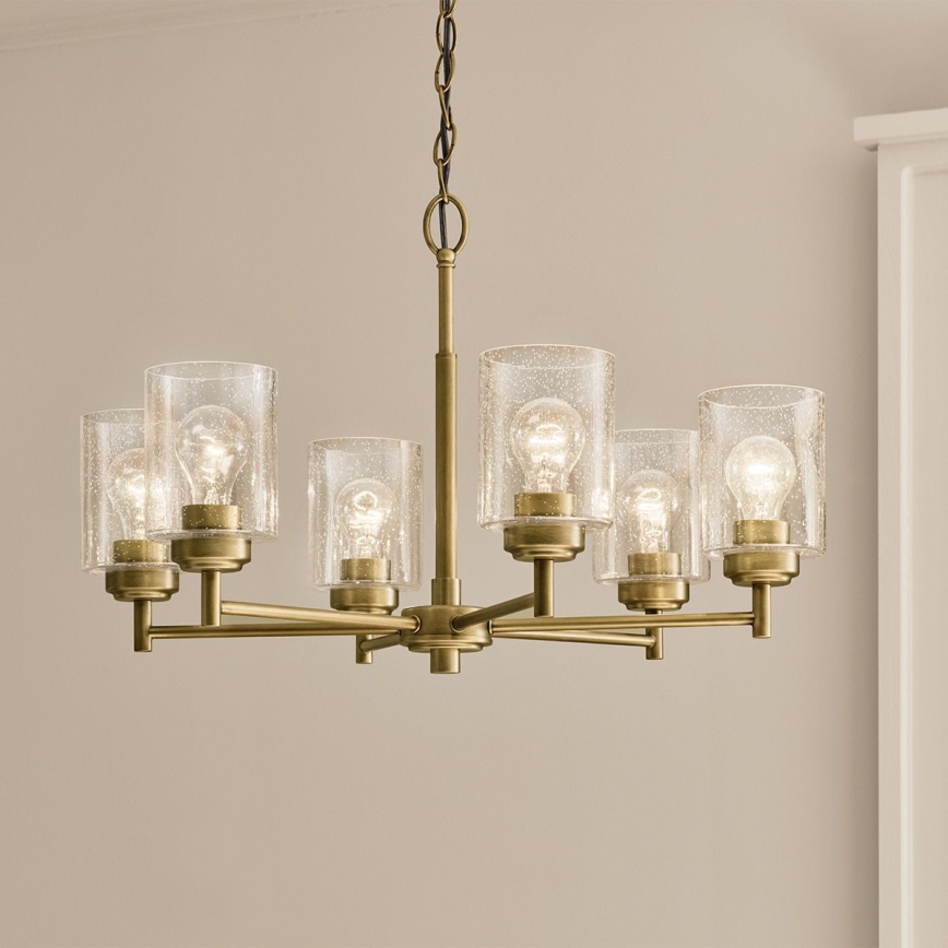 Kichler - Lestenec na verigi WINSLOW 6xE27/60W/230V pr. 66 cm medenina
