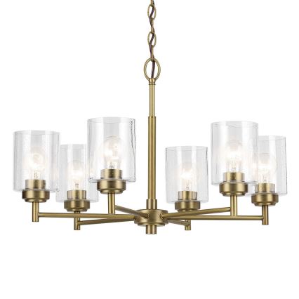 Kichler - Lestenec na verigi WINSLOW 6xE27/60W/230V pr. 66 cm medenina