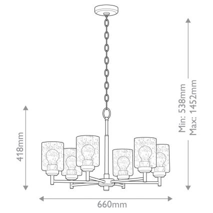 Kichler - Lestenec na verigi WINSLOW 6xE27/60W/230V pr. 66 cm medenina