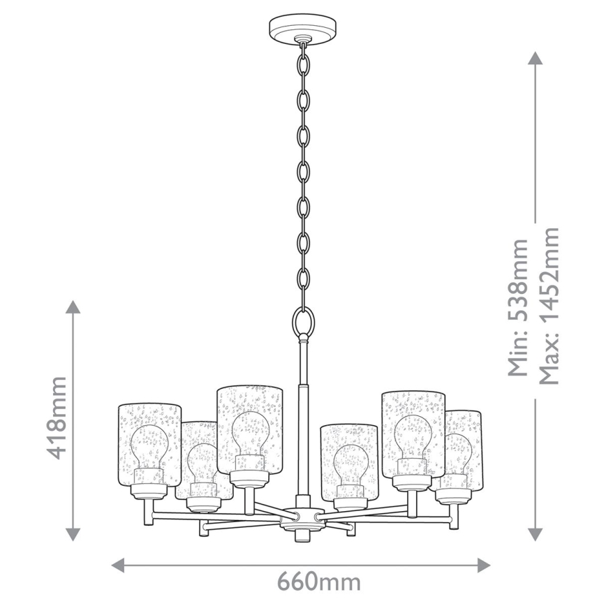 Kichler - Lestenec na verigi WINSLOW 6xE27/60W/230V pr. 66 cm medenina
