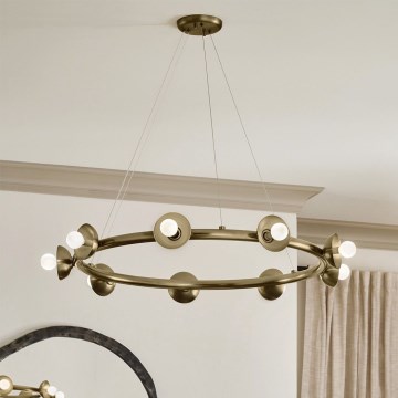 Kichler - Lestenec na kablu PALTA 9xE14/40W/230V v zlatem odtenku