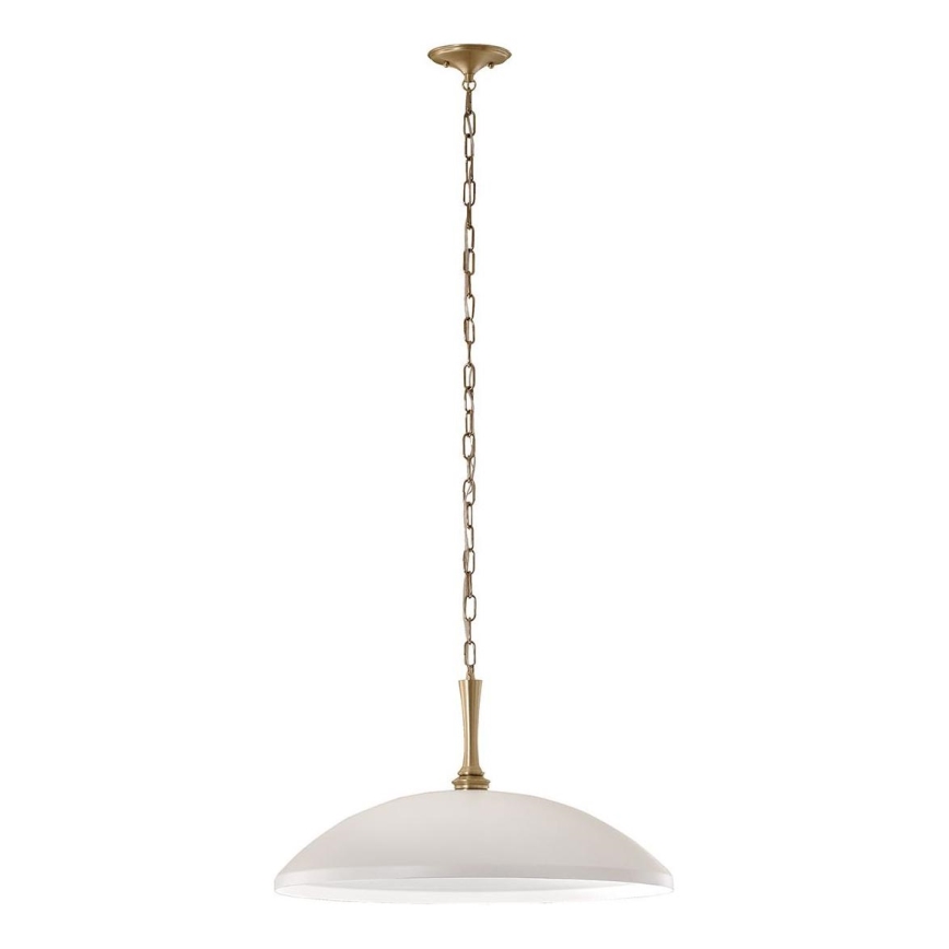 Kichler - Lestenec na verigi DELAROSA 1xE27/60W/230V bela/medenina