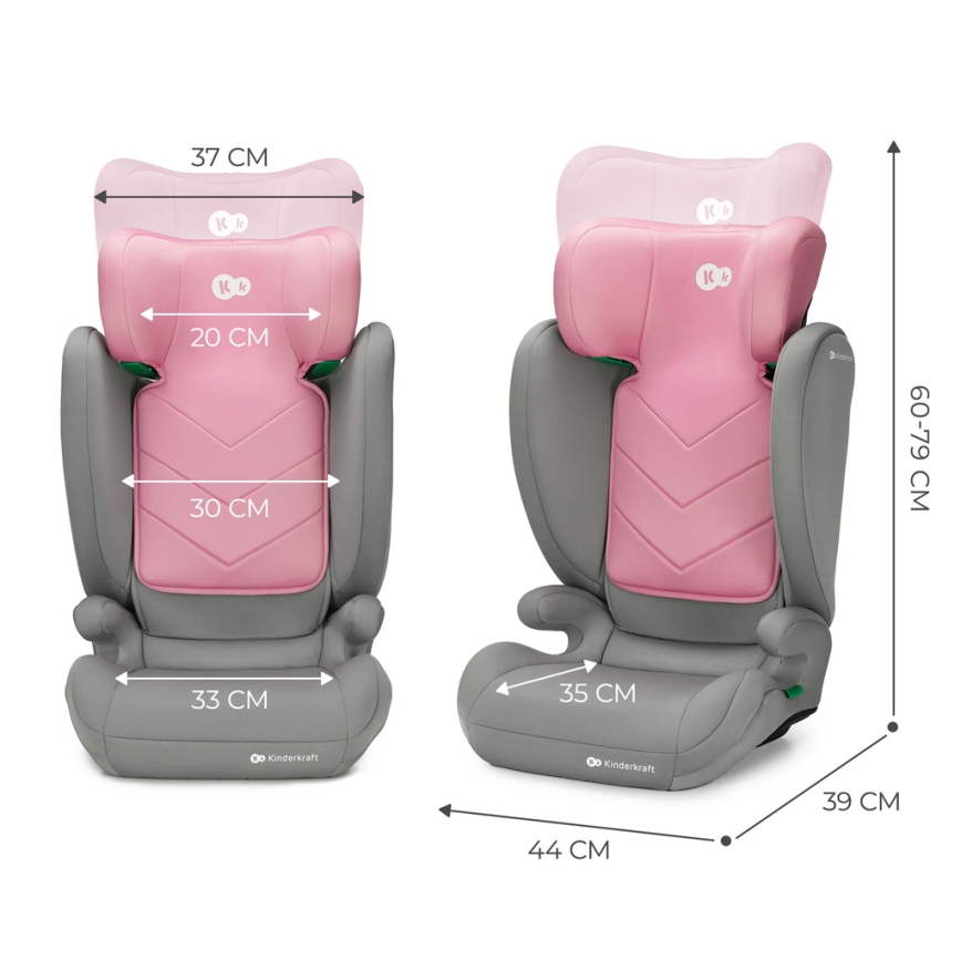 KINDERKRAFT - Avtosedež I-SPARK i-Velikost (100-150 cm) roza