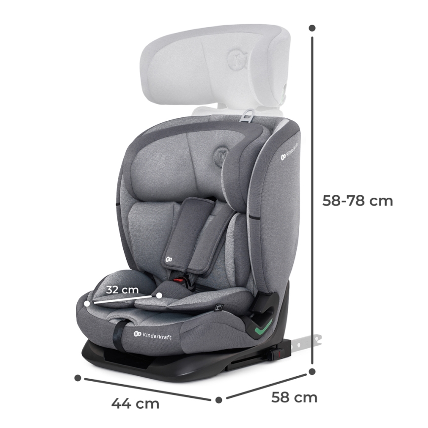 KINDERKRAFT - Avtosedež ONETO 3 i-Velikost (76-150 cm) + Isofix Cool siva