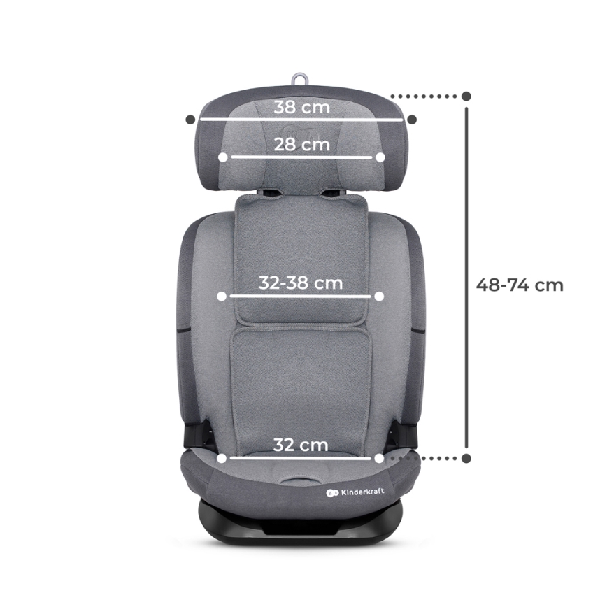 KINDERKRAFT - Avtosedež ONETO 3 i-Velikost (76-150 cm) + Isofix Cool siva