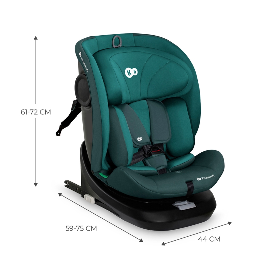 KINDERKRAFT - Avtosedež z vrtljivo bazo I-GROW i-Size 40-150 cm, v turkizni barvi