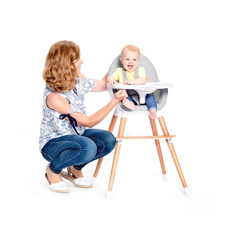 KINDERKRAFT - Jedilni stolček FINI siva/bel