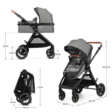 KINDERKRAFT - Kombinirani voziček 3v1 ESME Moonlight siva + avtosedež MINK PRO
